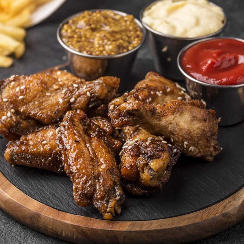 fried-chicken-with-variety-sauces-french-fries