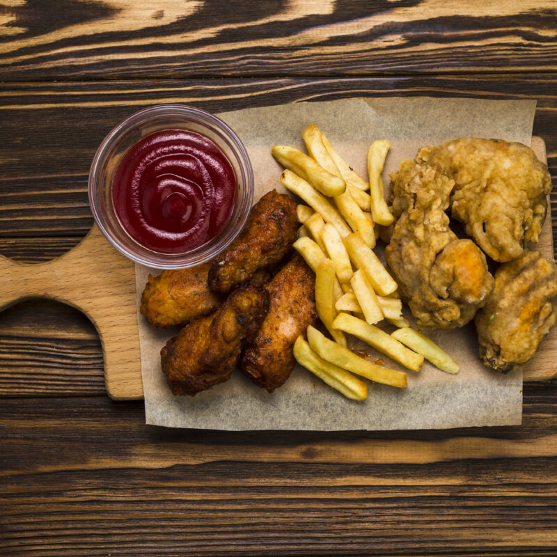 sauce-near-chicken-french-fries